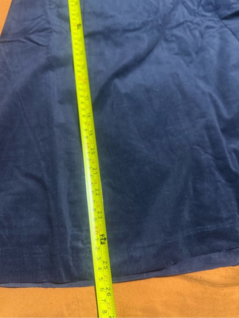 Tulip B Navy Blue Midi A-Line Corduroy Skirt with Button Detail - Picture 7 of 7